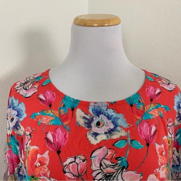 Tolani Collection Narissa Colorful Floral Caftan Tunic Top Womens M Art Modal - Picture 8 of 16